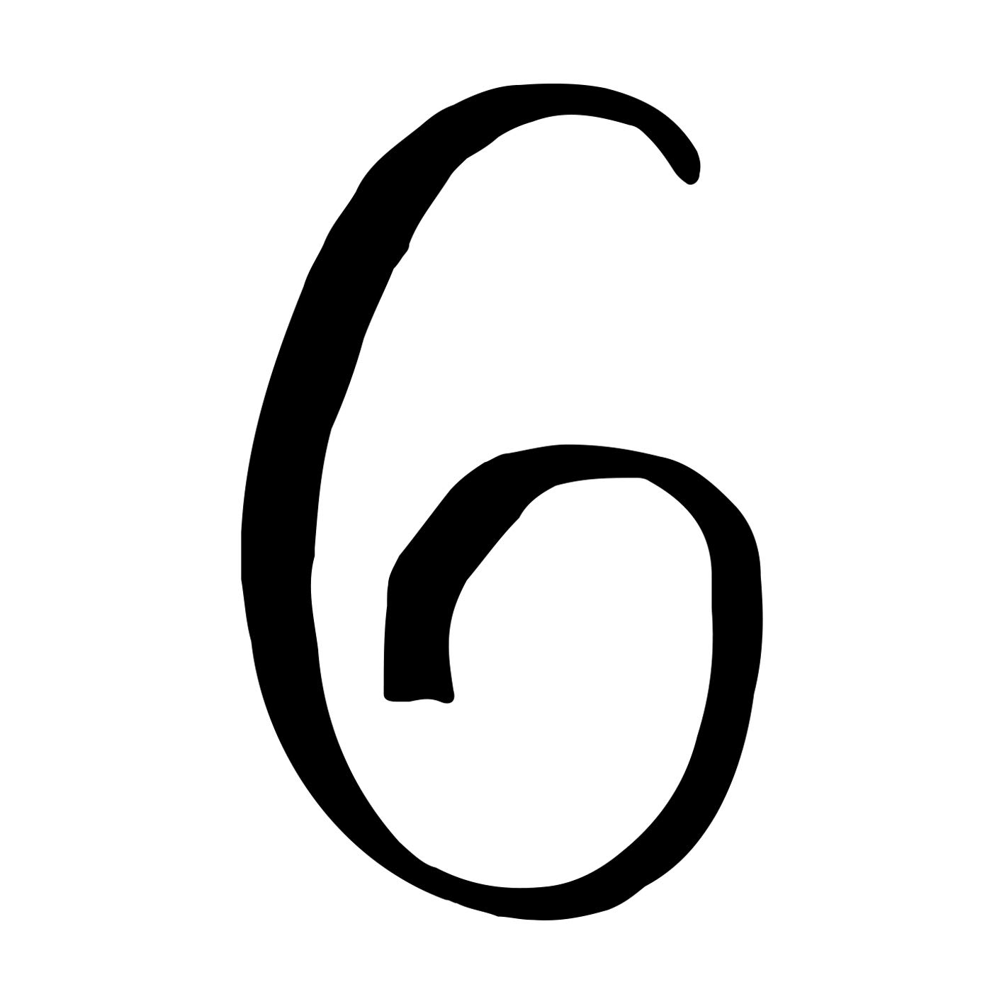 Amazon.co.jp: 一文字からの 数字 6 手書き風 AH_PUNCH Mサイズ 5cm