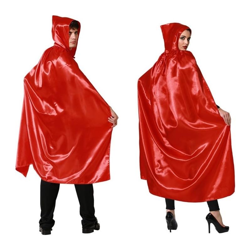 ATOSA Capa comprida vermelha com capuz de cetim 140 cm para disfarce de capuchinho, Vermelho, Tamanho único