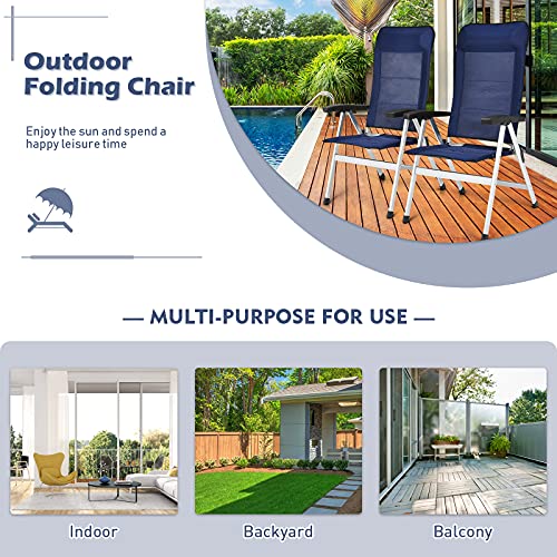 Giantex GT70732NY-2-PO Set Of 2 Patio Chairs, Folding Outdoor Chairs, High Back Recliner thumb #5