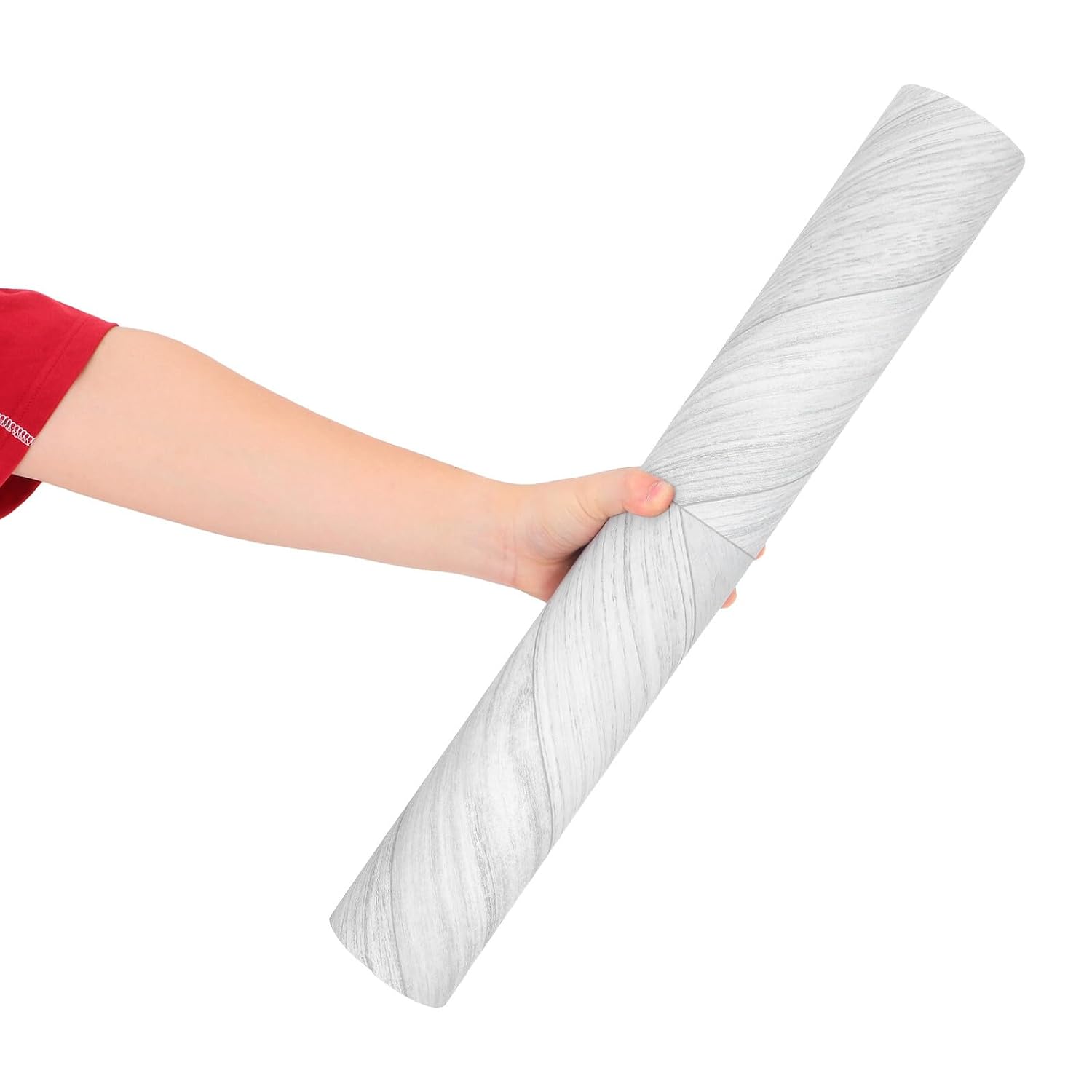 Peel and Stick Flooring Roll Grey Wood Pattern Self-Adhesive PVC Vinyl Floor Covering 0.585m 1.5mm Waterproof Sturdy for Kitchen Living Room Commercial Spaces