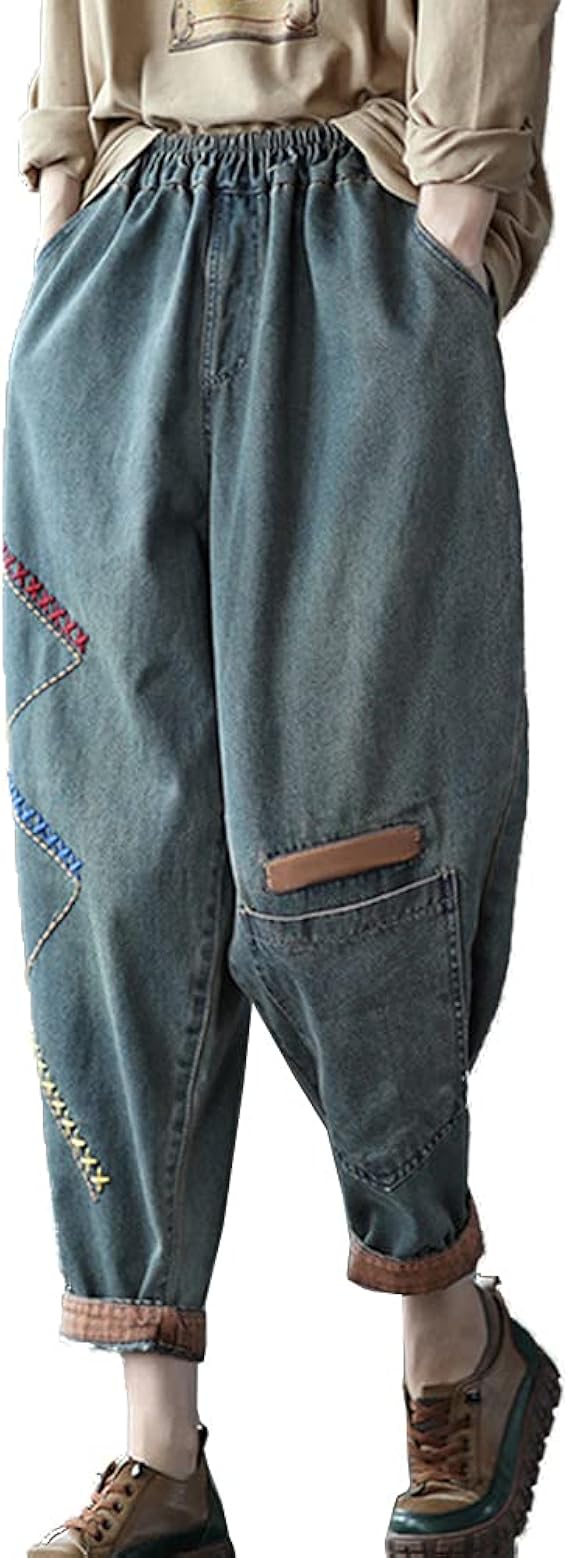 Amazon もうほうきょう サルエルパンツ ガウチョパンツ テーパードパンツ ジーンズ レディース ゆったり ルーズ デニム パンツ ジーパン 体型カバー カジュアル ズボン ジーンズ 通販