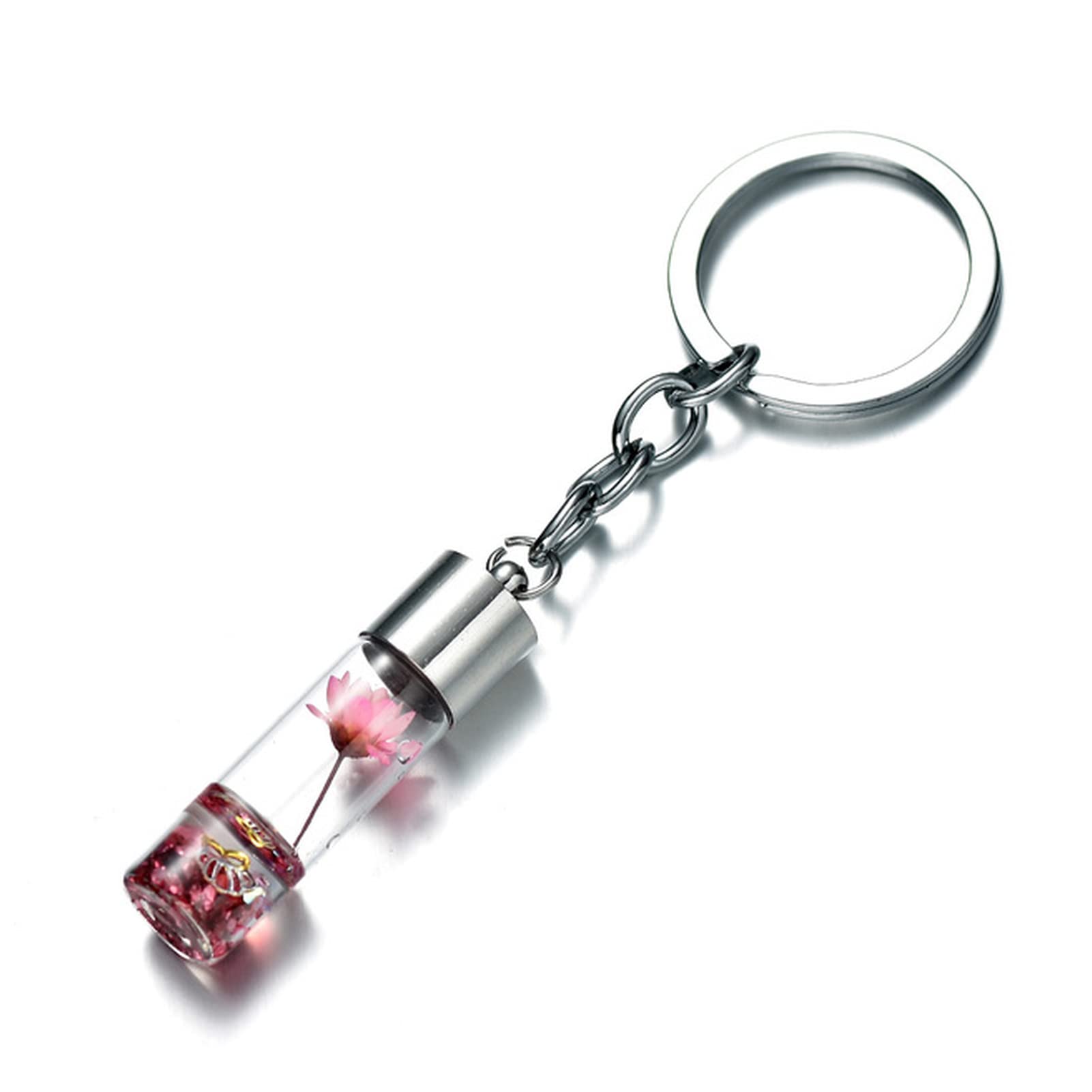 Amazon.co.jp: キーホルダー クリエイティブドライフラワーボトルキー