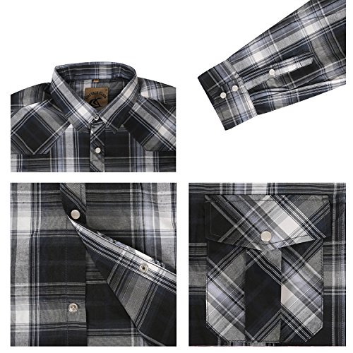 COEVALS CLUB Men's Western Cowboy Long Sleeve Pearl Snap Casual Work Shirts3