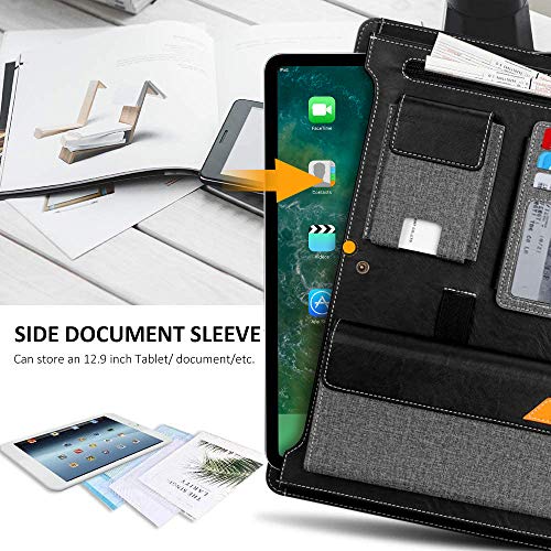 Padfolio Portfolio Case,Skycase Business Portfolio Folder,Interview/Conference/Legal Document Organizer with Letter/A4 Size Clipboard,Internal Holder for iPad/Tablet (up to 12.9")Document Sleeve-Black