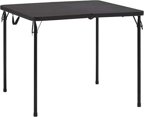 Mesa plegable de plástico de resina de 34 pulgadas color negro intenso