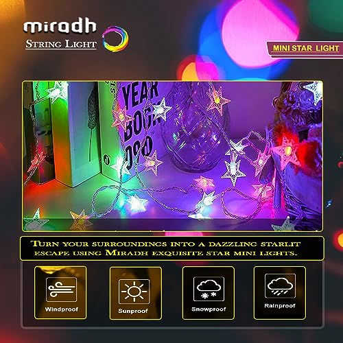 Image of MIRADH 14 Star Shape String Led Light 3 Meter led Lights for Home Decoration Plug in Fairy String Lights, Diwali Lights for Decoration for Home Still Mode Only Strip Lights (14 Star Multicolor)
