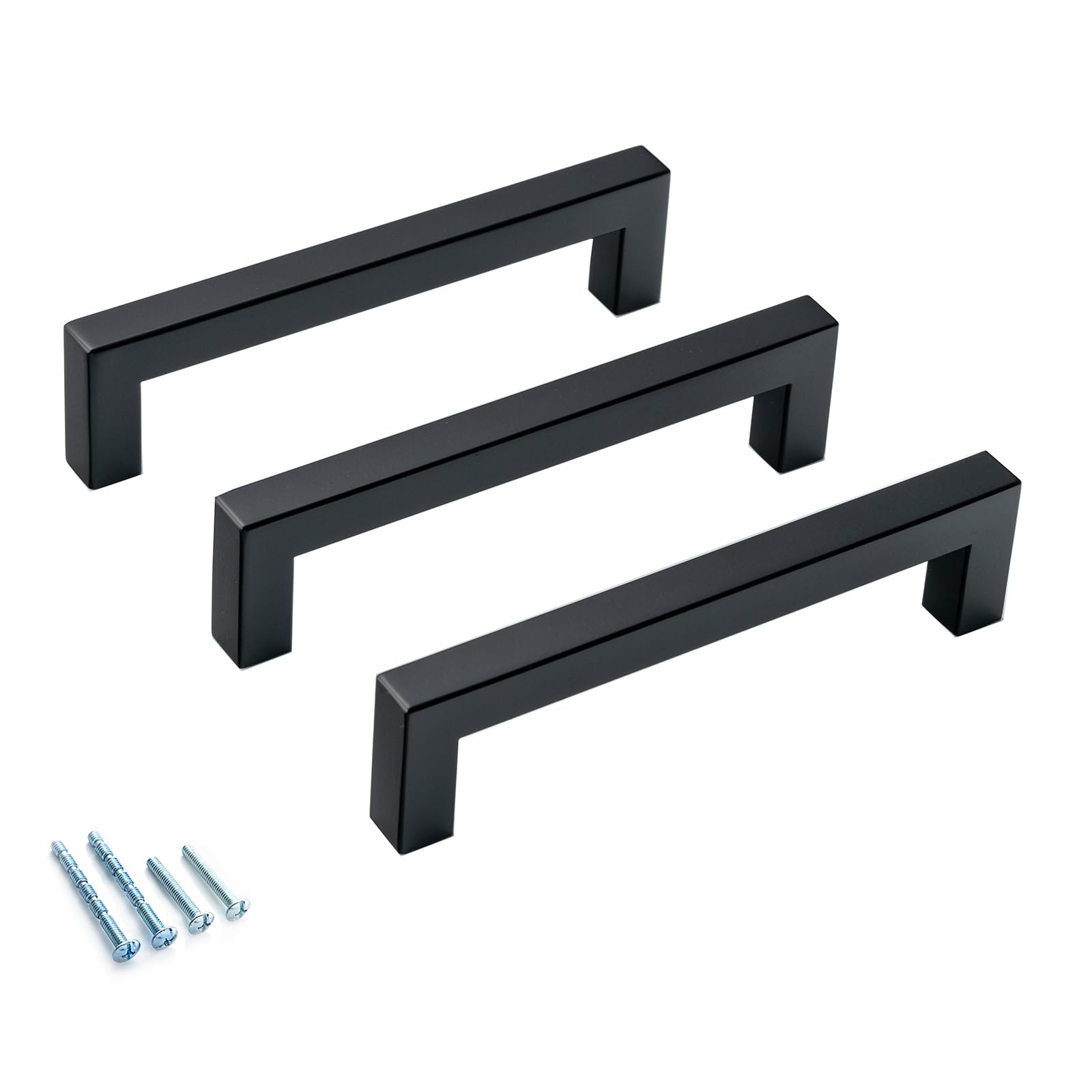 Aibeli 20 Pack 5" Black Cabinet Handles Matte Black Dresser Handles Drawer Pulls Square Cabinet Pulls for Kitchen Modern Stainless Steel Handles for