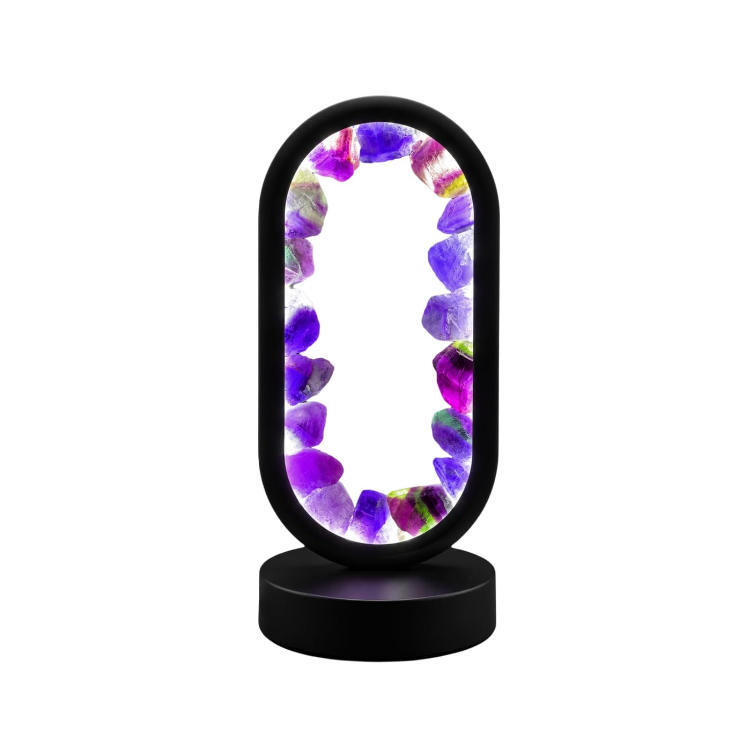 Cello Gleneagles Oval Earth LED Natural Crystal Lamp - Purple Fluorite Natural Healing Gemstone Light, Dimmable LED Energy Lamp for Focus, Study, Meditation, USB Home Decor Gift — image 1