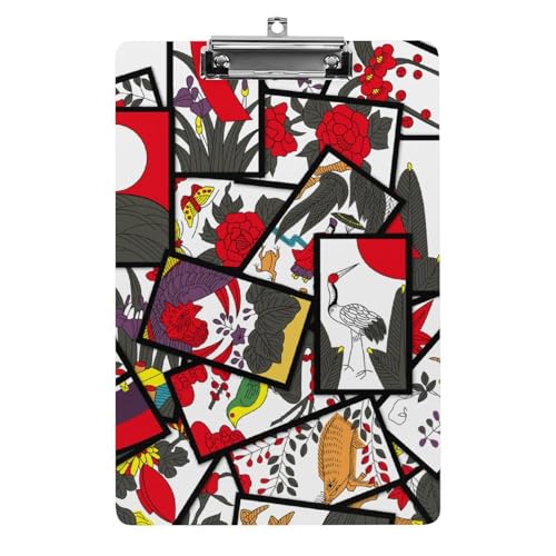 クリップボード 花札 手札 絵札 A4サイズ対応 クリップファイル バインダークリップ 用箋ばさみ ファイルボード メモ帳 縦型 書類整理 おしゃれ かわいい 筆記 多機能 壁掛け プレゼント