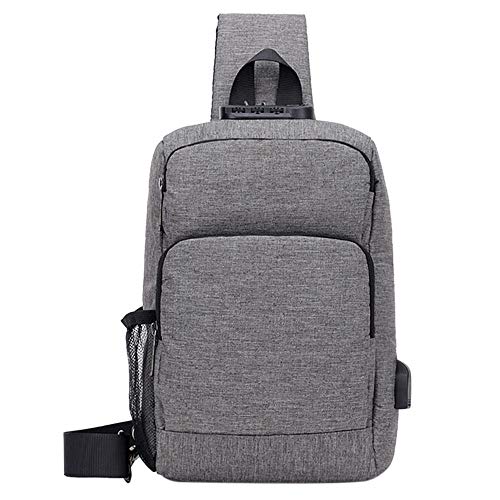 Merssavo Hombre Pecho Bolsa Recargable Gran Capacidad Mochila Ocio Multifuncional Deportes Bandolera Bolsa de Hombre de Negocios (Plata)