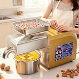 BrightFootBook Prensa para Aceite de Oliva 1100W, Máquina Automática para Hacer Aceite en Frío y Caliente, Acero Inoxidable para Hogar y Comercial (Nueces, Almendras, Sésamo, Cacahuete)