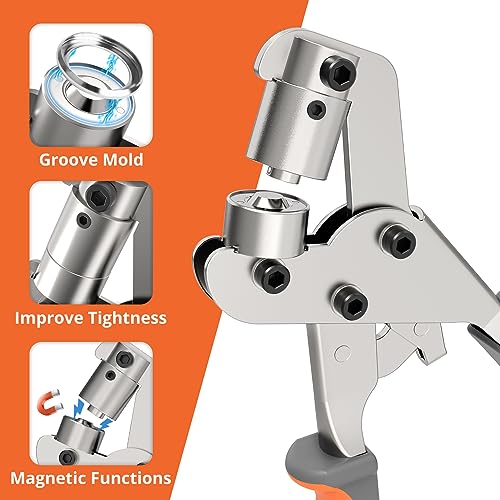 Tiagowell NH1004K -Y Grommet Tool Kit - 3/8 Inch Grommet Kit Handheld Eyelet Pliers Set, Brass Grommet Eyelet Kits Save Effort Hole Punch Plier thumb #2