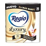 Regio Papel Higiénico Luxury Almond Touch, Ligero Aroma A Almendras Y Hojas Dobles, 32 Rollos