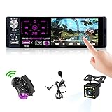LORPHEIR Single Din Car Radio MP5 Car Stereo Player 4.1 Inch Capacitive Touch Screen with Bluetooth FM/AM/RDS Audio Receiver, Support Backup Camera USB/AUX-in/SD Card Port and Steering Wheel Control