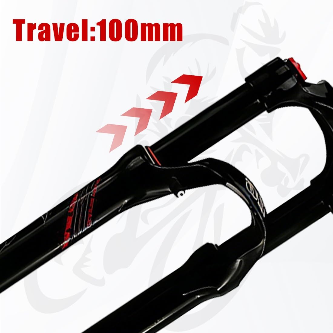 Rower pneumatyczny widelec z zawieszeniem, średnica 26, 27,5 i 29 cali, prosta rura, regulacja amortyzacji 1-1/8", szybkie blokowanie 9 mm, skok 100 mm, waga 1790 g, p