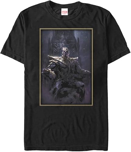 Marvel Big & Tall Classic Thanos Throne Men's Tops Short Sleeve Tee Shirt, Black