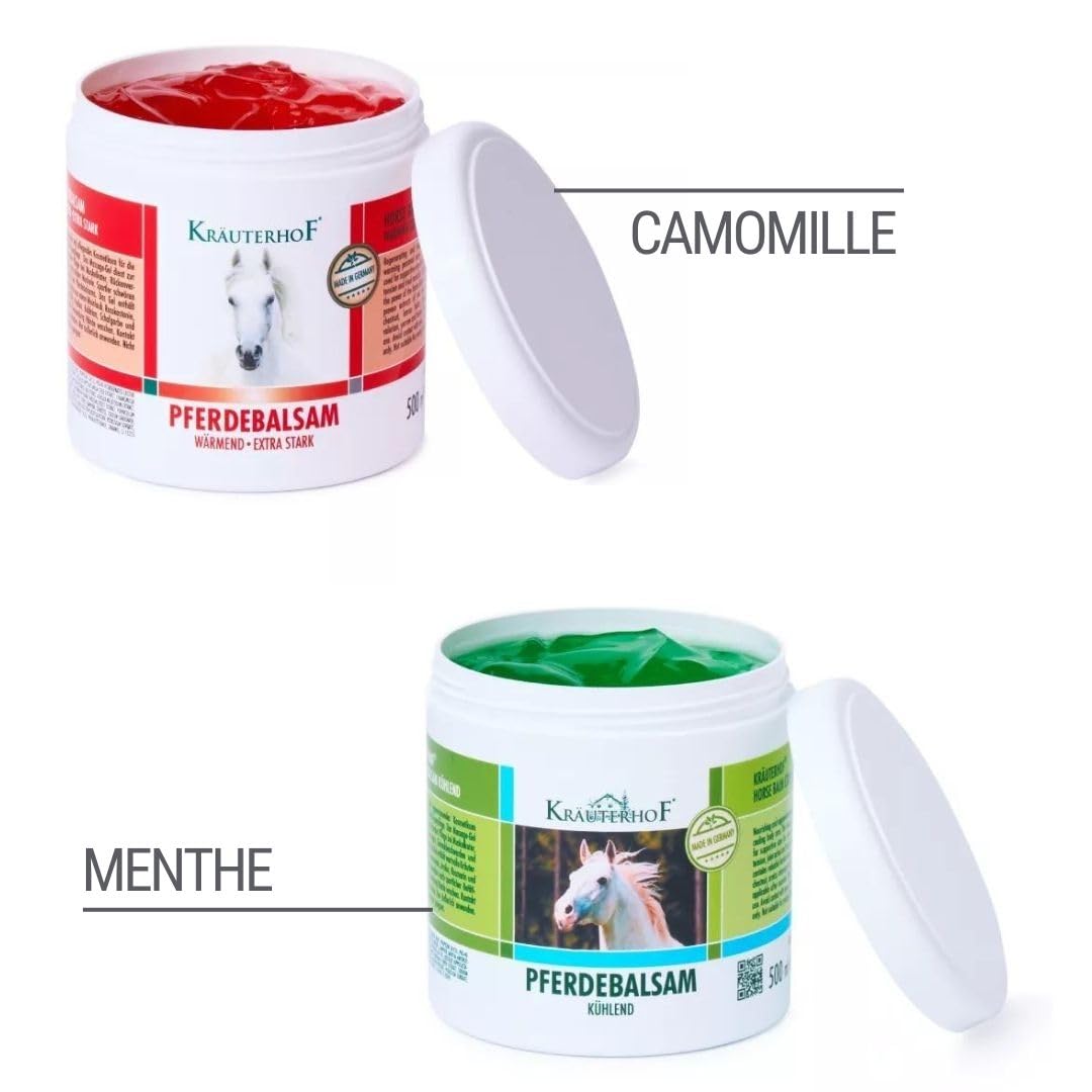Kräuterhof Bálsamo de caballo (1 x refrescante y 1 x calentamiento extra fuerte) 2 x 500ml
