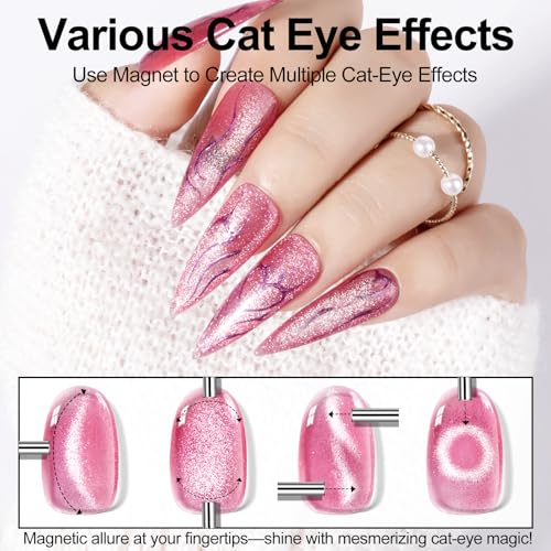 NXJ Infilila Esmalte Gel Ojo de Gato 15ML Rojo Rosa miniatura 4