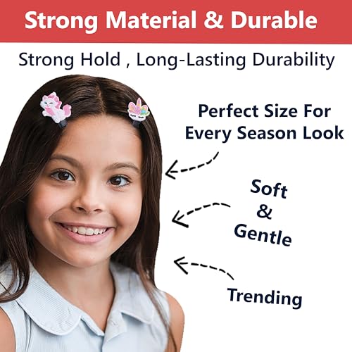 Image of TEMPERIA (1 Pack - 10 Clips) Hair Clips for Girl Kids - Girls Gift Items for Birthday - Cute Hair Clips & Pins Set for Baby & Small Girls - Girl Hair Accessories (Random Colors & Designs) (MN01)