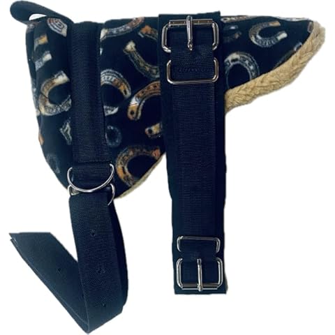 Party Ponies Miniature Horse/SM Pony Bareback Saddle W/Stirrups and Cinch - Horseshoes ON Black Background Cover