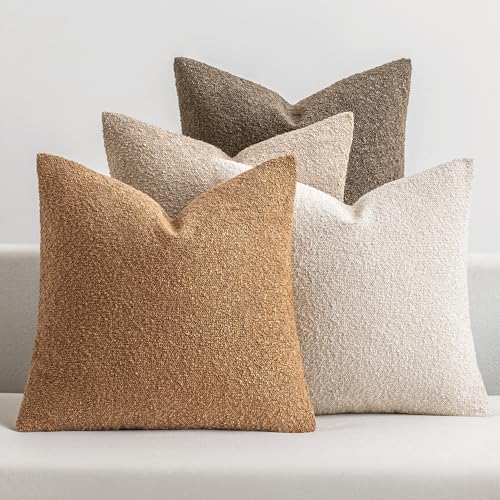 MIULEE Pack of 4 Decorative Textured Boucle Throw Pillow Covers 1...