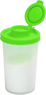 Large Green Plastic Seasoning Jar With Flip Top Lid Home Cooking Prep Counter Use salt and pepper shakers Wide Mouth Refillable Container for Dry Spices