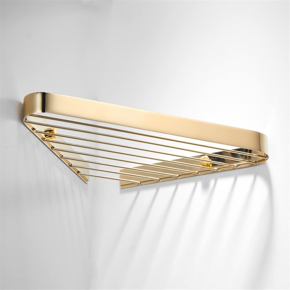 Estante esquinero de ducha de cobre sólido color dorado montado en la pared, jabonera resistente al óxido, cesta de drenaje de champú, organizador de cocina, triángulo, 1 capa