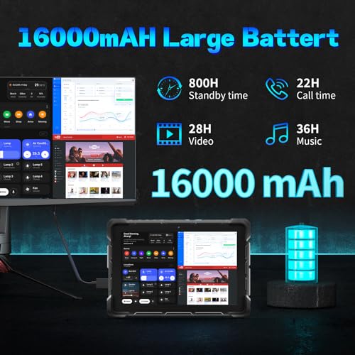 Image of 10.1 inch Rugged Tablet, Sunlight Readable Tablet PC, Celeron N4120 8GB RAM+128GB eMMC, IP67 Waterproof 16000mAh Large Battery Work PC with Wi-Fi 5.0 BT 4.2 for Enterprise Field Work