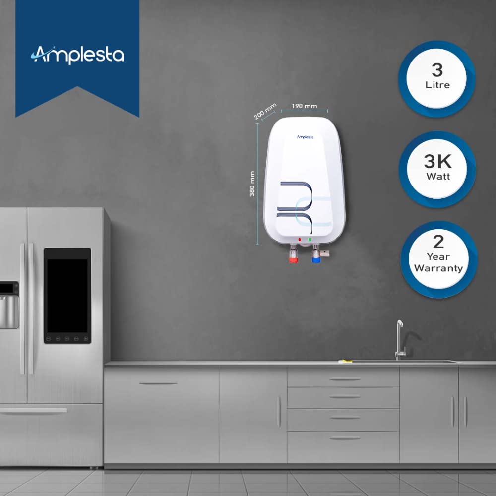 Buy Amplesta Instaflow 3L 3Kw Instant Water Heater, electric geyser with  Anti rust tank, Powerful Heating Element, Multi-layered Safety Features,  ISI certified with 5 years inner tank Warranty (White) Online at Low