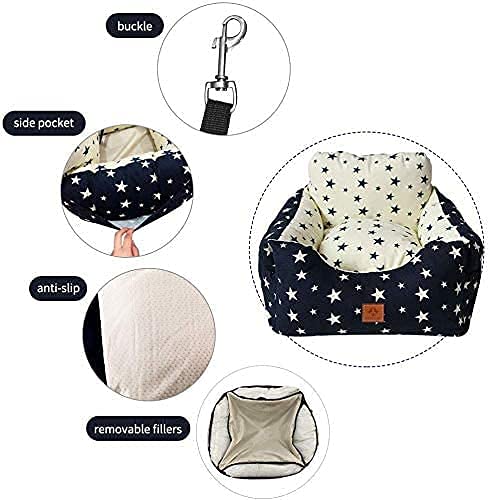 Jomifin 2 In 1 Dog Car Seat, Pet Booster Seat For Small And Medium Under 44 Lbs Dogs Cats, Travel Safety Pet Car Seat With Storage Bag And Harness Strap (Stars) #TOP2