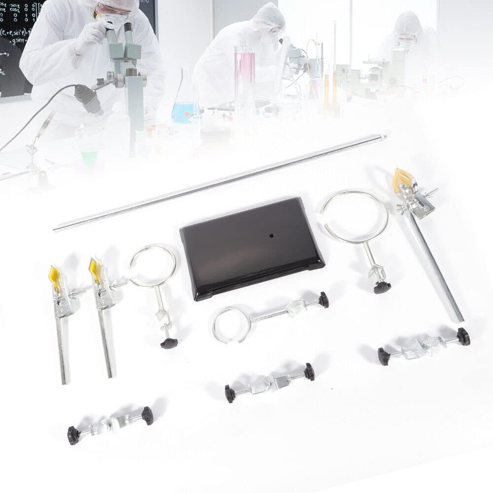 Trépied de laboratoire de 60 cm avec plaque, bague, pince, manchon, matériel de trépied, support de refroidissement, kit de fer pour chimie, expérience physique