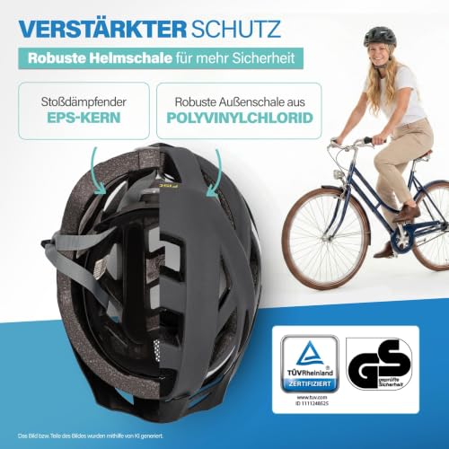 FISCHER Erwachsene Fahrradhelm, Radhelm, Cityhelm Urban Levin, S/M, 52-59cm, grau, mit beleuchtetem Innenring-System – Ansicht 3