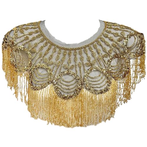 1920s Women’s Embroidery Sequined Shawl Wrap Sparkling Beaded Tassels Bridal Boleros Flapper Evening Capes Stoles Scarf