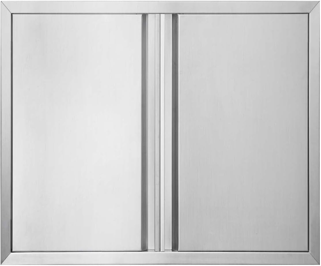 JIE JIN Outdoor Kitchen Door 30" W X 21" H Double Doors BBQ Access Door BBQ Island Door 304 Brushed Stainless Steel Flush Mount Door for Outdoor Kitchen BBQ Island Outdoor Cabinet Doors