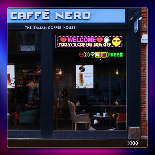 Image of Large Programmable LED Sign, P5 Resolution Indoor Store LED Sign, Bluetooth APP, for Business Retail Shop Window Display (49 inchx 8 inch)