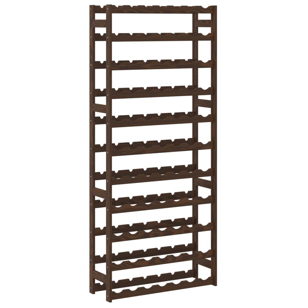 Weinregal für 77 Flaschen aus massiver Kiefer braun, Flaschenregal mit 11 Ablagen, Wellenform für Lagerung und Aufbewahrung in Küche, Esszimmer, Keller, Speisekammer oder Hausbar