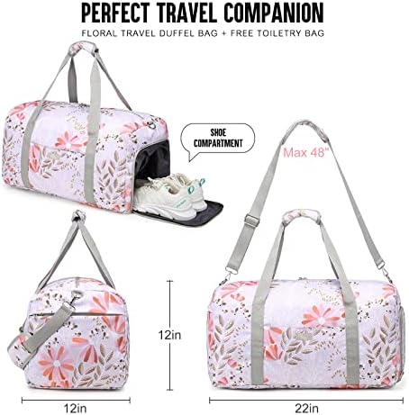 Sucipi Weekender Bag for Women Large Travel Duffel Bag Waterproof Carry on Bags for Airplanes Travel Tote Bags Overnight Bag with with Toiletry Bag, Shoe Compartment, Wet Pocket, Floral Duffle Bag for Travel, Gym, Dance, Hospital(C-floral) 2 Sucipi Weekender Bag for Women Large Travel Duffel Bag Waterproof Carry on Bags for Airplanes Travel Tote Bags Overnight Bag with with Toiletry Bag, Shoe Compartment, Wet Pocket, Floral Duffle Bag for Travel, Gym, Dance, Hospital(C-floral)