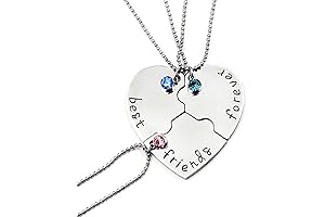 Best Friends Forever and Ever Necklace with Crystal Broken Heart Charm Pendant Set Friendship Necklace