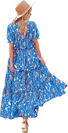 YESNO Sommerkleid für Damen, lässig, kurzärmelig, Blumenmust