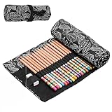 Estuche Enrollable para Lápices, 72 Agujeros Estuche para Lápices de Lona, Organizador de Lápices de Colores Lavable, para Stationery, Pinceles, Boligrafos, Artista, Estudiantes, Escuela, Oficina