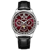 BAOFEILUN Orologio automatico da uomo con calendario completo, giorno della settimana e visualizzazione giorno/notte 24 ore, cassa in acciaio inox 316L, cinturino in morbida pelle di vitello