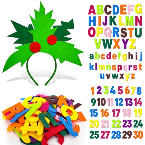 Donetuer Palm Tree Costume Accessories Set Book Character Headband and Self-Adhesive Felt Letters Numbers for World Book Day Halloween Cosplay 100th day of school