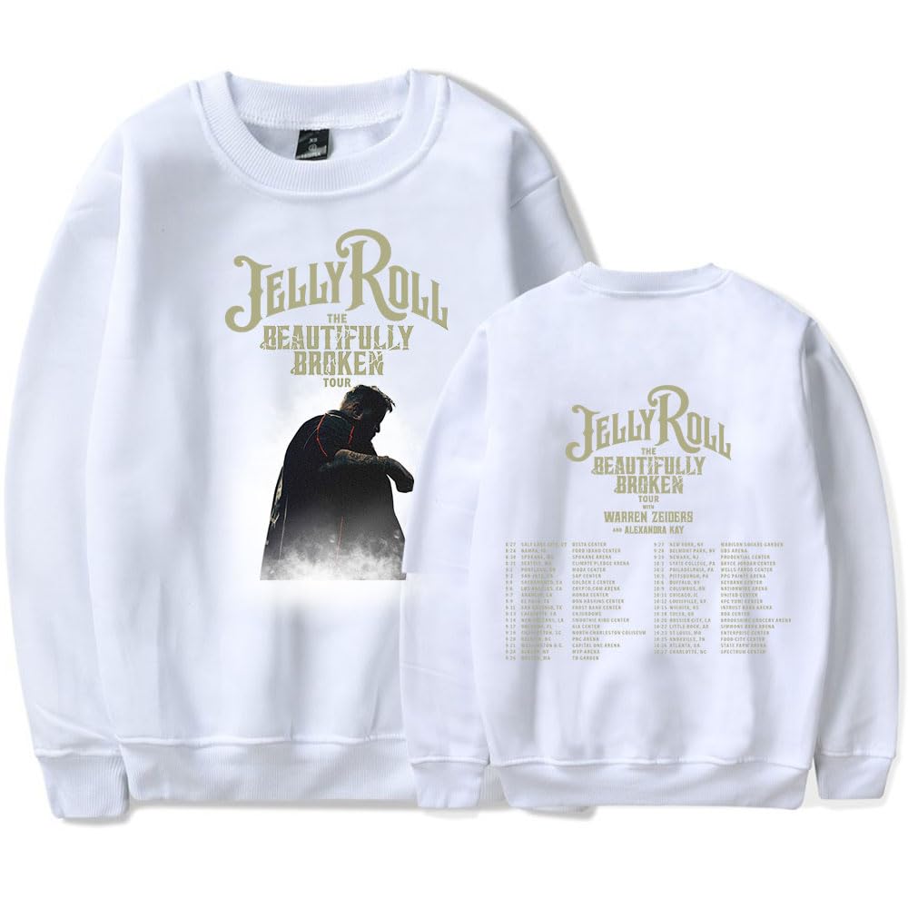 WCXNSYSO Jelly Roll Beautifully Broken Tour Merch Long Sleeve Crewneck Sweatshirt For Men/Women Streetwear Hoodie