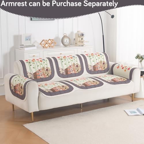 Image of HOKIPO HeavenHue Sofa Cover 3 Seater for Seat & Back, Floral Patchwork