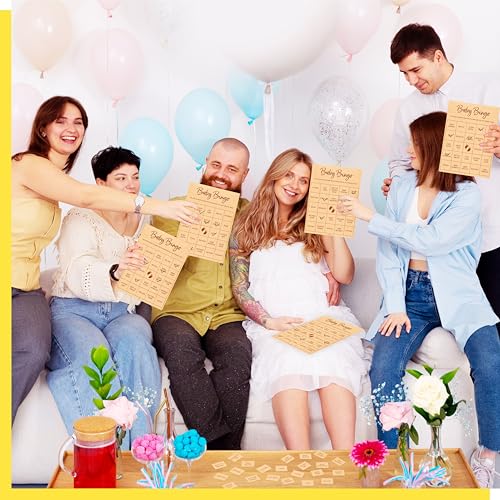 Image of Baby Shower Game Set, Gender Neutral Bingo Game /Guess Who Mommy or Daddy /Word Scramble /Baby Trivia Fact Cards for Guest, Bridal Wedding Shower