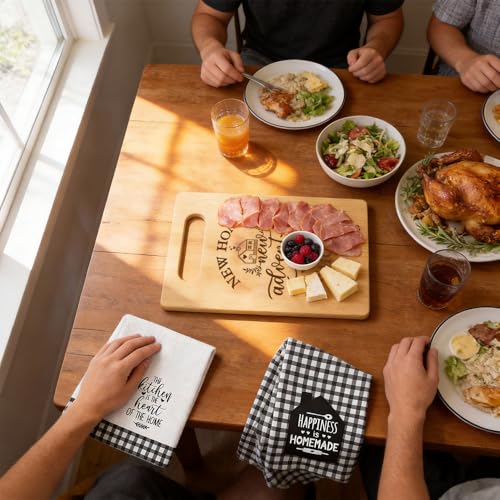 Set de tabla de cortar de bambú con 2 paños de cocina miniatura 4