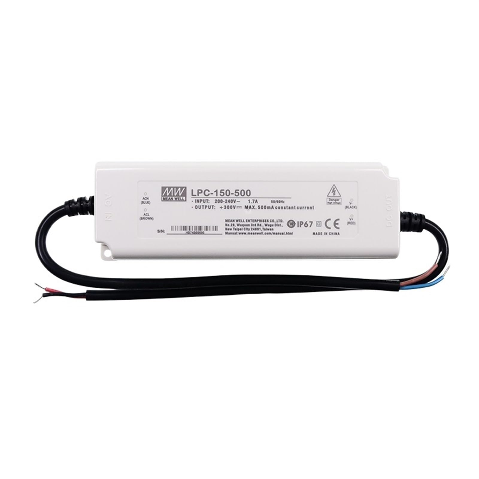 FCARUMIQP LPC-150-500 Switching Power Supply 500mA 150~300V DC 150W IP67 Waterproof LED Driver 220VAC