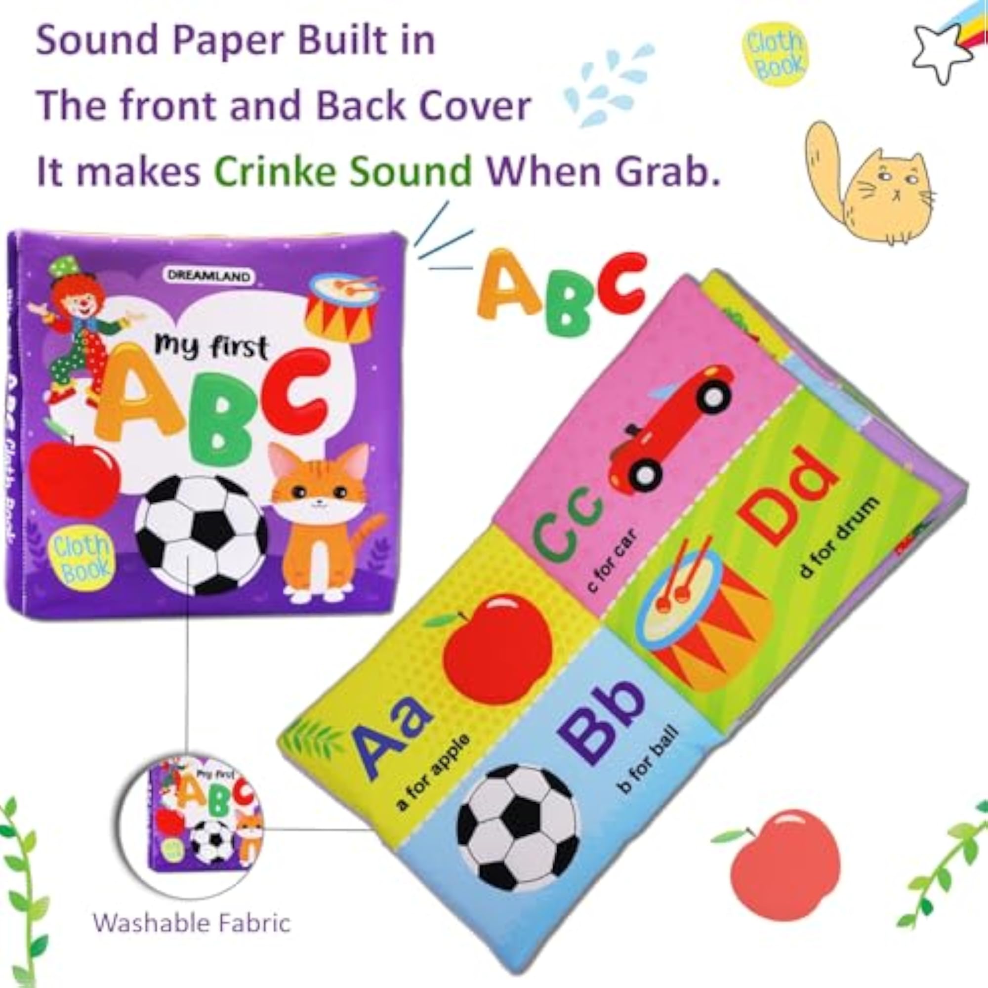 Dreamland My First Cloth Book ABC with Squeaker