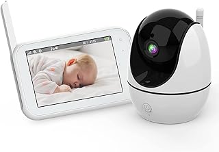 PRUVEEO Baby Monitor with Camera and Audio, Video Baby Monitor no WiFi with Night Vision, 1080P 4.5" FHD IPS Display, Remote Pan-Tilt-Zoom, 1000 Ft Range, Two Way Talk, Room Temperature and Lullaby