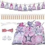 【Einzigartiges Weihnachtselement-Design】Adventskalender zum Befüllen Kinder mit Weihnachten Thema hat 24 Designs, wie Pentagramm, Hirsche, Wasserwelle, Eisbär, Schneeflocke und Weihnachtsbaum. Jeder Adventskalender Säckchen hat eine eindeutige Nummer auf der Vorder- und Rückseite gedruckt, Sie brauchen keinen Aufkleber zu verwenden, er löst sich normalerweise!